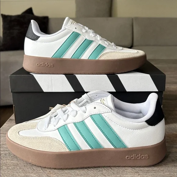 adidas White and Teal Sneakers - Picture 4 of 12